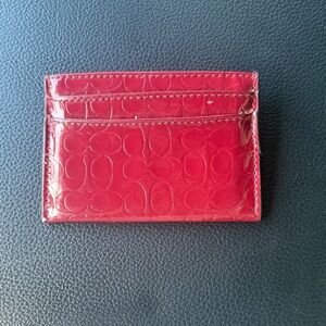 Coach Red Embossed Card Holder